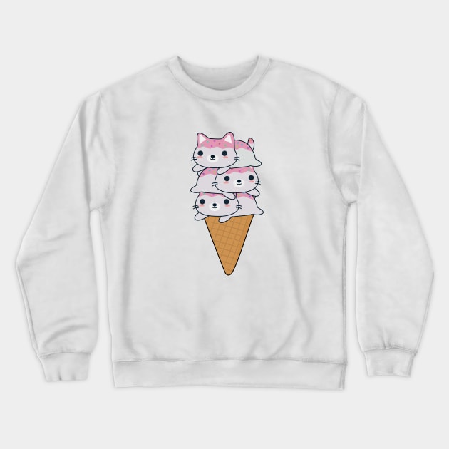 Cute Cat Ice Cream Cone T-Shirt Crewneck Sweatshirt by happinessinatee